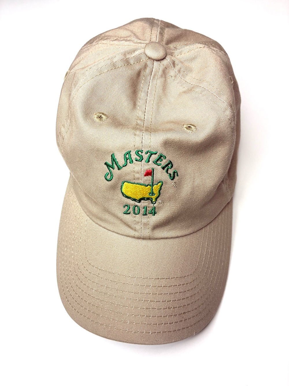 Official 2014 Masters Tournament Golf Hat - Khaki Tan Cotton Strapback